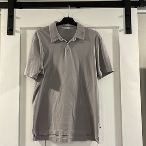 James Perse Sueded Jersey Polo in Light Grey